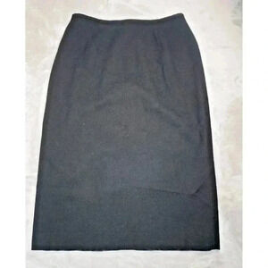 Anne Klein II Black Gray Vintage Wool Straight Midi Skirt Career Preppy Size 16W